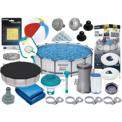 Basen ogrodowy stelażowy Bestway 56416 366x76 cm Steel Pro MAX + Pompa Full zestaw