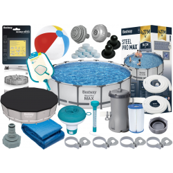 Basen stelażowy ogrodowy Bestway 56595 427x84 cm 10220 litrów + Akcesoria