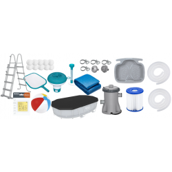 Basen stelażowy Bestway 56620 427x250x100 7250 litrów + Akcesoria Pokrywa
