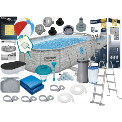Basen stelażowy Bestway 56714 427x250x100 7250 litrów + Akcesoria Pokrywa